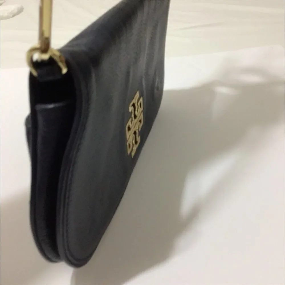 Tory Burch Blue Britten Pebble Leather Crossbody/Clutch Bag